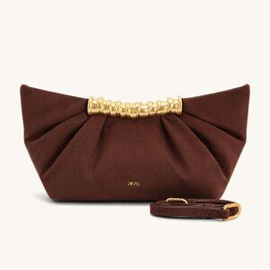 JW Pei Leia Pleated Clutch - Dark Brown - NWT